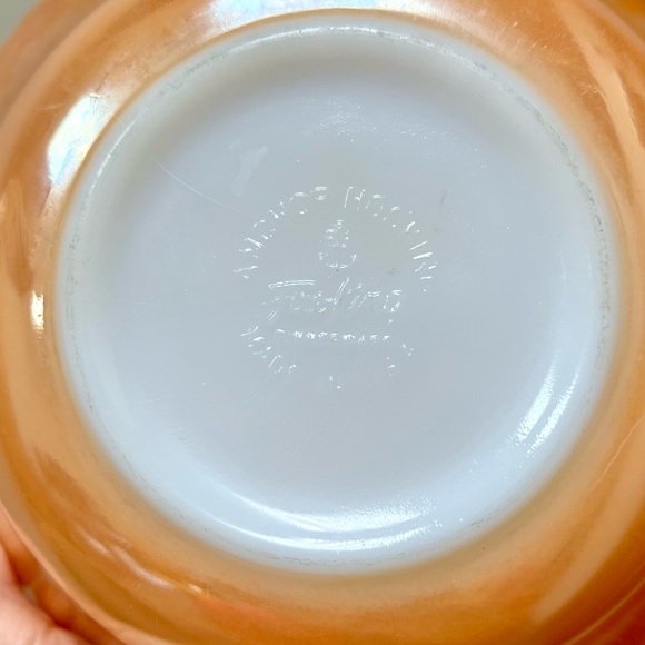 60s Vintage 🍑 Anchor Hocking Fire-King Dinnerware Peach Lustre Serving Bowls (2) - Picture 7 of 8